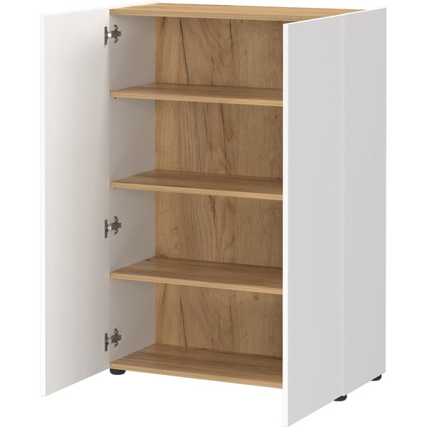 Biała szafka w dekorze dębu 74x105x33 cm Alviano – Germania-image-3