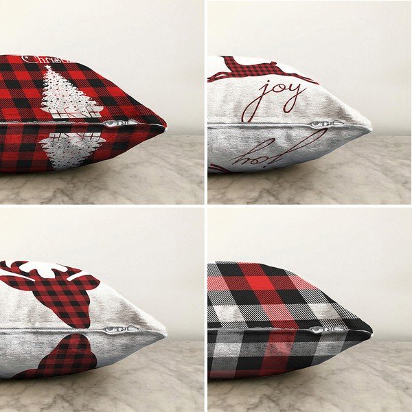 Zestaw 4 świątecznych szenilowych poszewek na poduszki Minimalist Cushion Covers Christmas Tartan, 55x55 cm-image-1