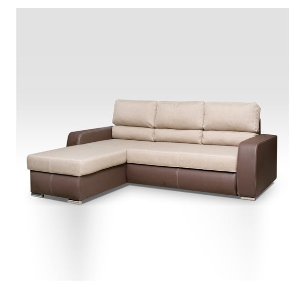 Brązowo-kremowa rozkładana sofa Mars Alex, lewostronna