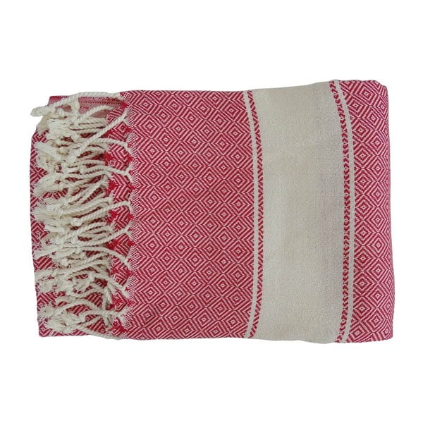 Czerwony ręcznik tkany ręcznie z wysokiej jakości bawełny Homemania Elmas, 100x180 cm