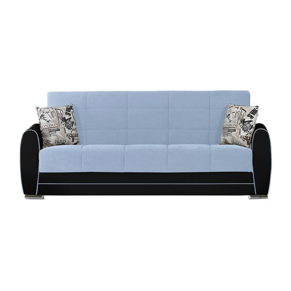 Niebiesko-czarna trzyosobowa sofa rozkładana ze schowkiem Esidra Rest