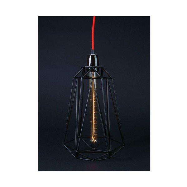 Czarna lampa wisząca z czerwonym kablem Filament Style Diamond #5-image-1