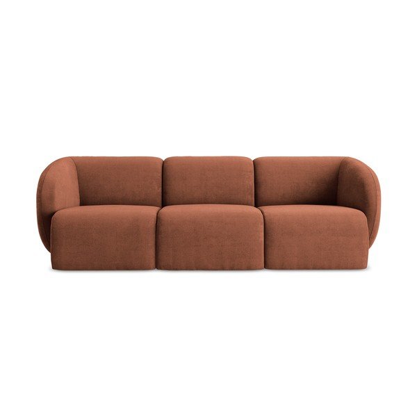 Sofa z tkaniny szenilowej w kolorze terakoty 244 cm Lani – Makamii