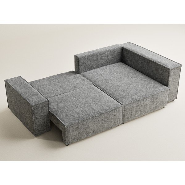 Szary rozkładany/ze schowkiem narożnik z tkaniny szenilowej (prawostronny/w kształcie litery L) Tonga – Maison de Rêve-image-3