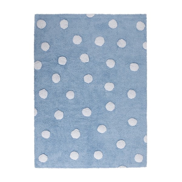 Niebieski dywan bawełniany wykonany ręcznie Lorena Canals Polka, 120x160 cm