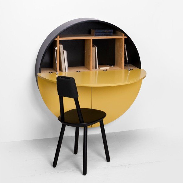 Czarno-żółte wielofunkcyjne biurko ścienne EMKO Pill-image-2