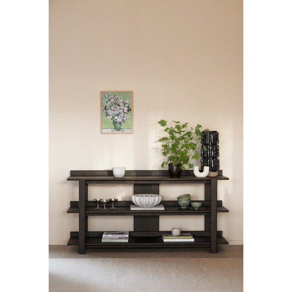 Konsola z blatem w dekorze dębu w ciemnym naturalnym kolorze 43x150 cm Kilian – Rowico-image-4