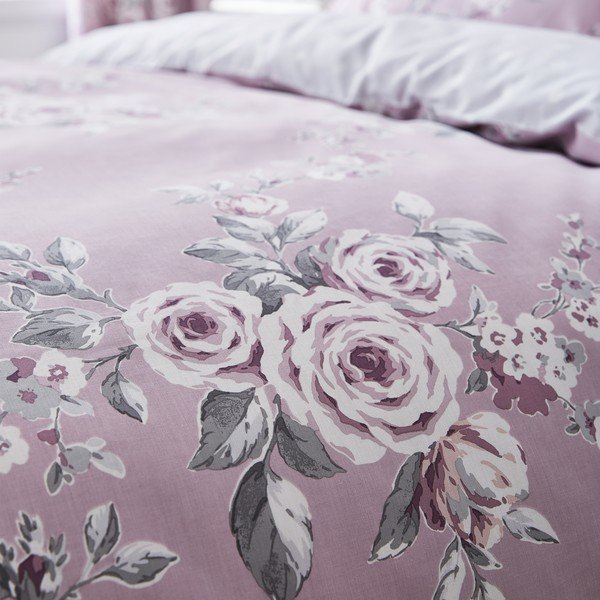 Jasnofioletowa pościel Catherine Lansfield Canterbury Rose, 200x200 cm-image-3