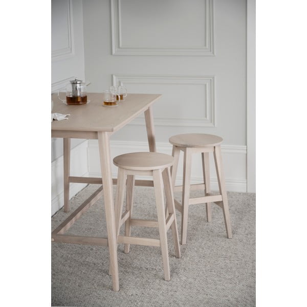 Hoker z litego drewna dębowego w naturalnym kolorze (wysokość siedziska 65 cm) Austin – Rowico-image-1