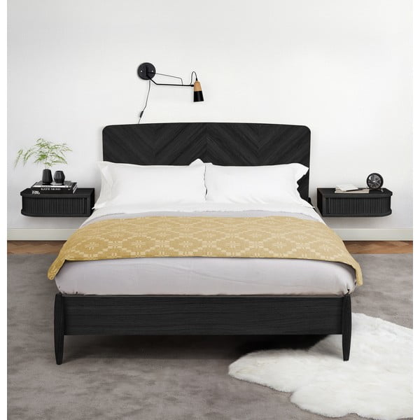 Czarna szafka nocna w dekorze dębu Farsta – Woodman-image-1