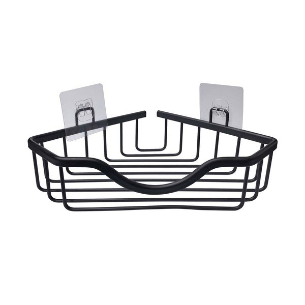 Aluminiowa narożna półka łazienkowa w kolorze matowej czerni bez wiercenia Filaire Aluminium – douceur d'intérieur