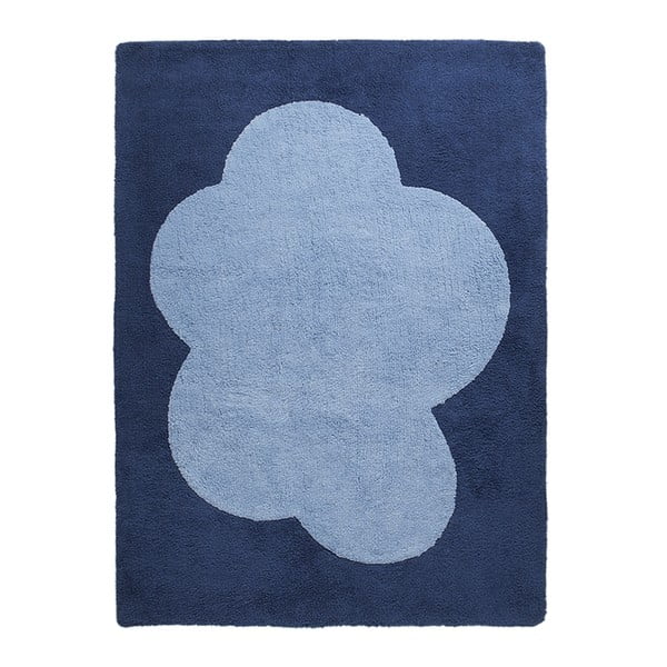 Niebieski dywan bawełniany Happy Decor Kids Big Cloud, 160x120 cm