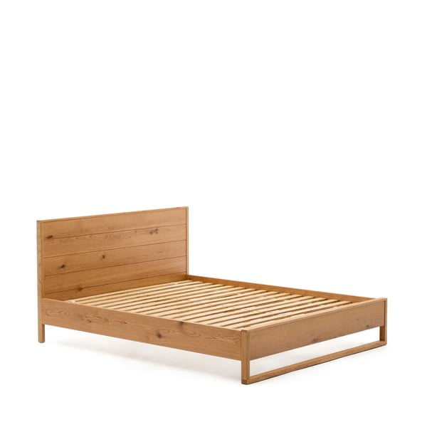 Łóżko jednoosobowe z litego drewna dębowego ze stelażem 90x190 cm w naturalnym kolorze Alguema – Kave Home