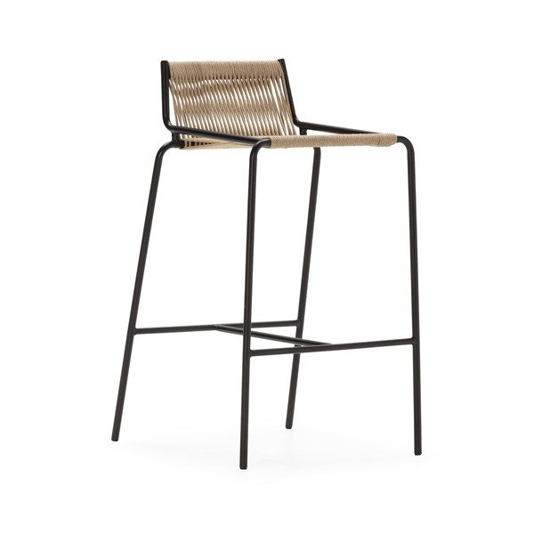 Beżowy metalowy hoker (wysokość siedziska 65 cm) Emily – Marckeric