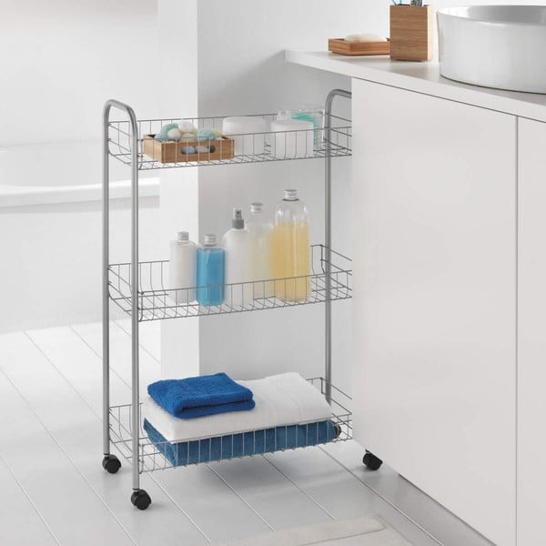 Regał na kółkach z 3 półkami Metaltex Ascona Slim De Luxe, wys. 84 cm-image-3