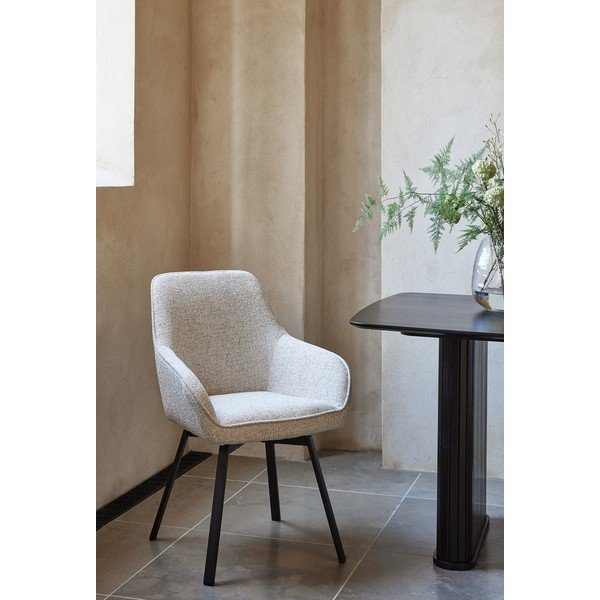 Jasnoszary tapicerowany fotel jadalniany z podłokietnikami Alma – Unique Furniture-image-1