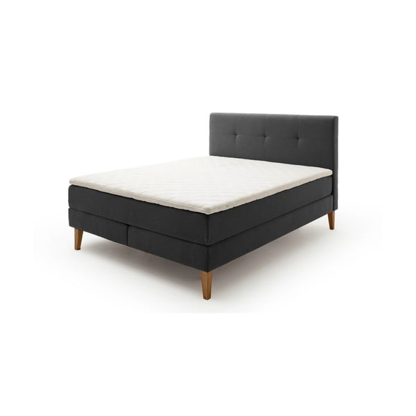 Antracytowe łóżko boxspring 180x200 cm Stockholm – Meise Möbel