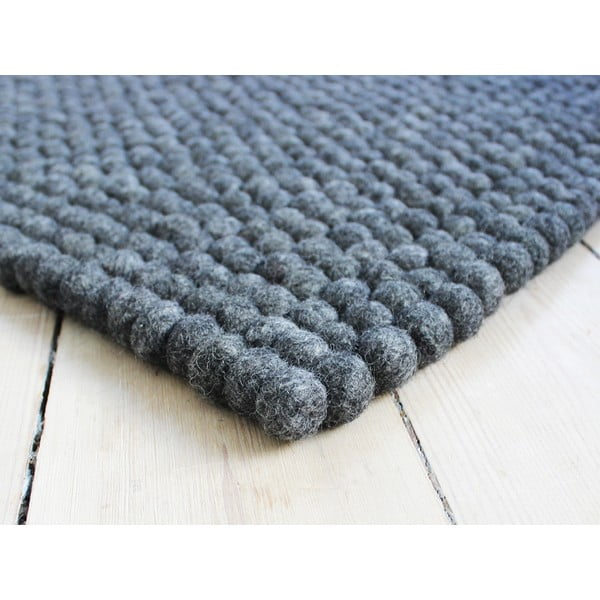 Antracytowy wełniany dywan kulkowy Wooldot Ball Rugs, ⌀ 100x150 cm