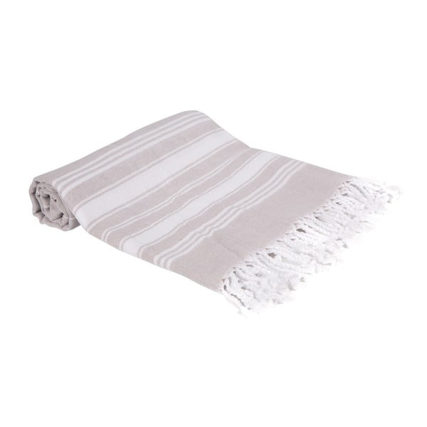 Beżowy ręcznik kąpielowy tkany ręcznie Ivy's Nuray, 100x180 cm