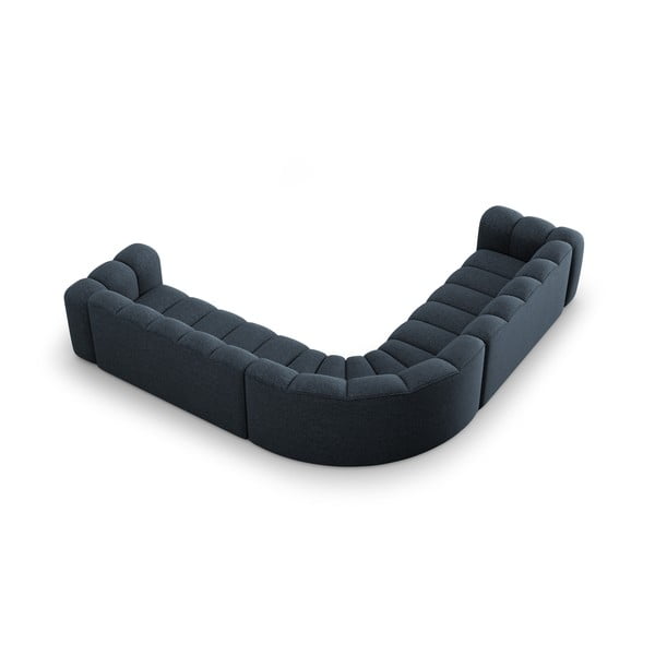 Niebieski narożnik modułowy z tkaniny szenilowej Lupine – Micadoni -image-3