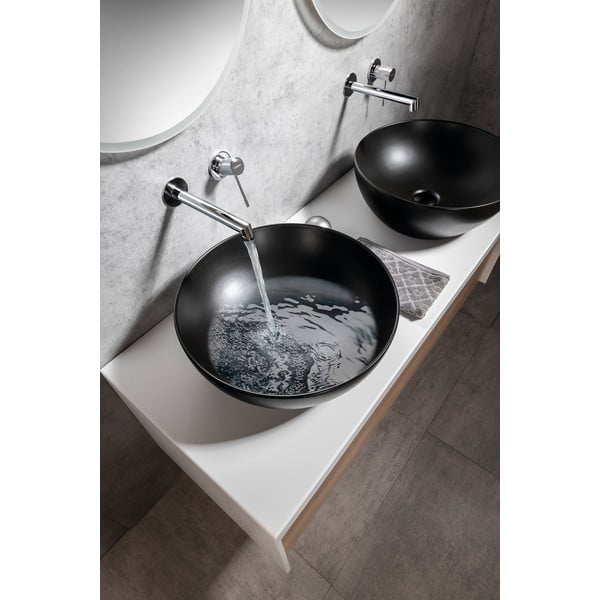 Bateria umywalkowa podtynkowa w kolorze srebra z połyskiem (1 otwór) Solaris – Sapho-image-1