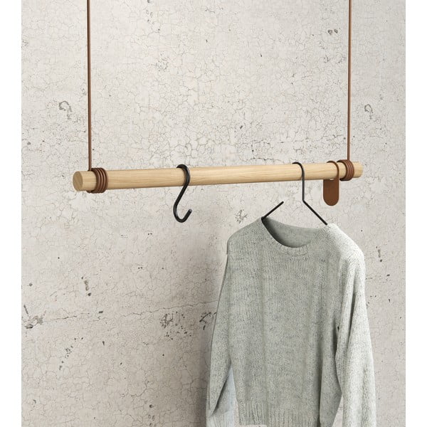 Wieszak ścienny z litego drewna dębowego w naturalnym kolorze 80 cm Swing M – LIND DNA-image-2