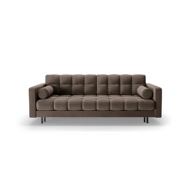 Brązowa aksamitna rozkładana sofa ze schowkiem 222 cm Bali – Cosmopolitan Design