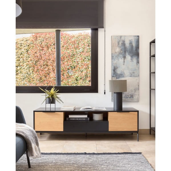 Czarno-szara lampa stołowa z metalowym kloszem (wys. 50 cm) Domicina – Kave Home-image-3