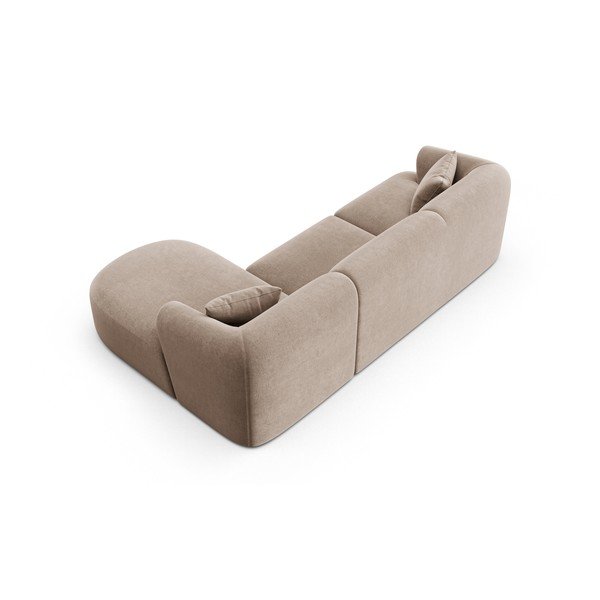 Jasnobrązowy aksamitny narożnik (prawostronny/z szezlongiem) Campi – Cosmopolitan Design-image-4