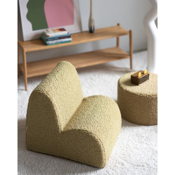 Zielony fotel dziecięcy z materiału bouclé Cloud – Wigiwama-image-2