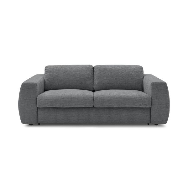 Ciemnoszara sofa do spania/rozkładana z tkaniny szenilowej 240 cm Hugo – Bobochic Paris