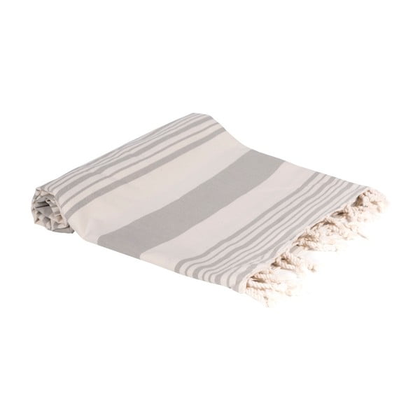 Szary ręcznik kąpielowy tkany ręcznie Ivy's Hande, 100x180 cm
