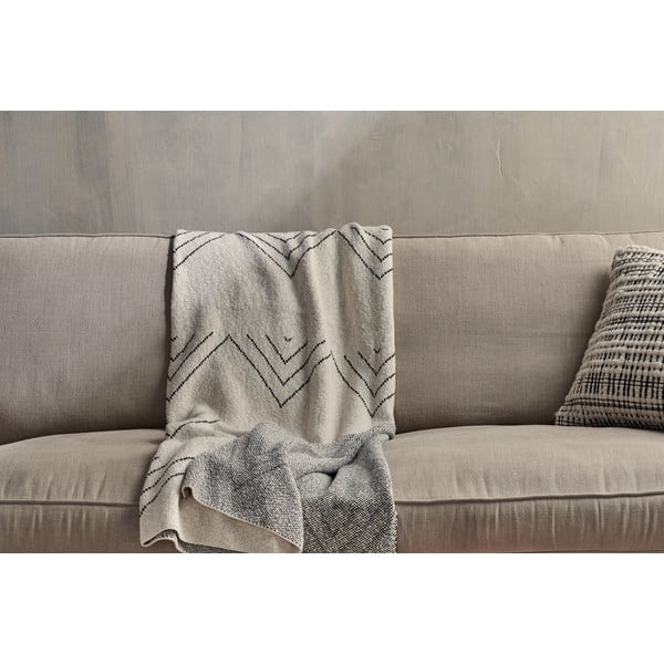 Beżowo-czarny bawełniany koc Nkuku Kosumi Peak, 180x125 cm-image-1