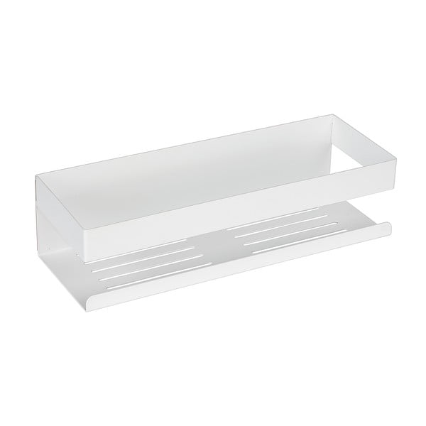 Półka łazienkowa z mocowaniem Turbo-loc ze stali nierdzewnej w matowym białym kolorze bez wiercenia Genova – Wenko