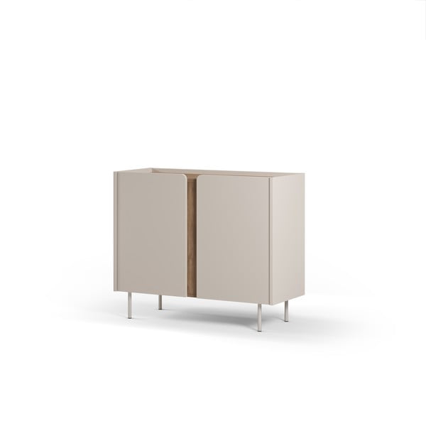 Kremowo-naturalna szafka w dekorze dębu 100x82,5x40 cm Lucile – Marckeric-image-4