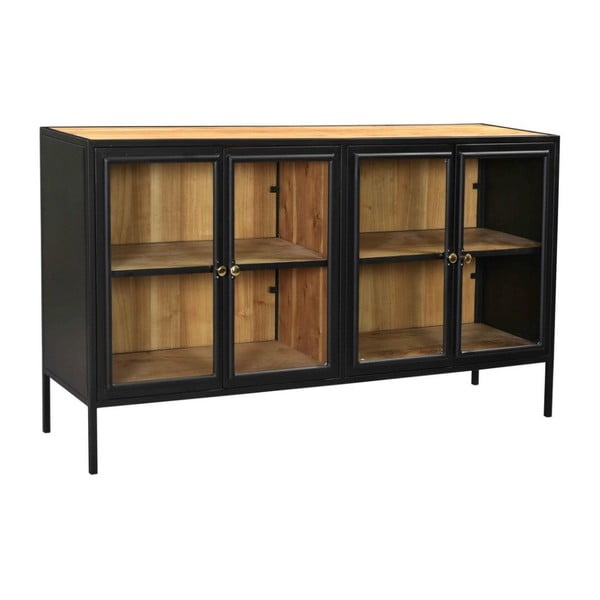 Czarna witryna z litego drewna akacjowego 170x90 cm Kingston – HSM collection-image-2