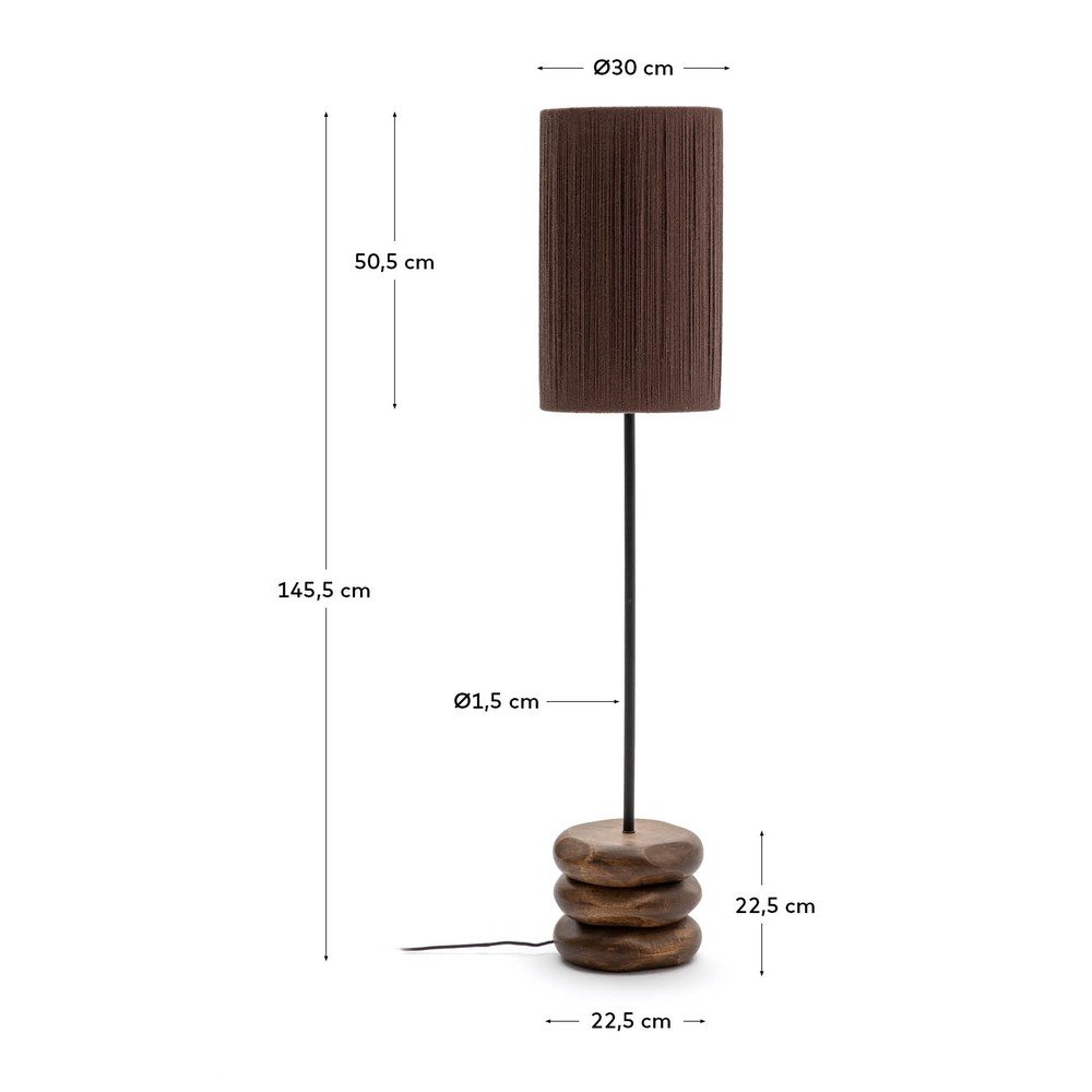 Lampa stołowa z litego drewna akacjowego w ciemnym naturalnym kolorze (wysokość 147 cm) Kor – Kave Home (zdjęcie 7)