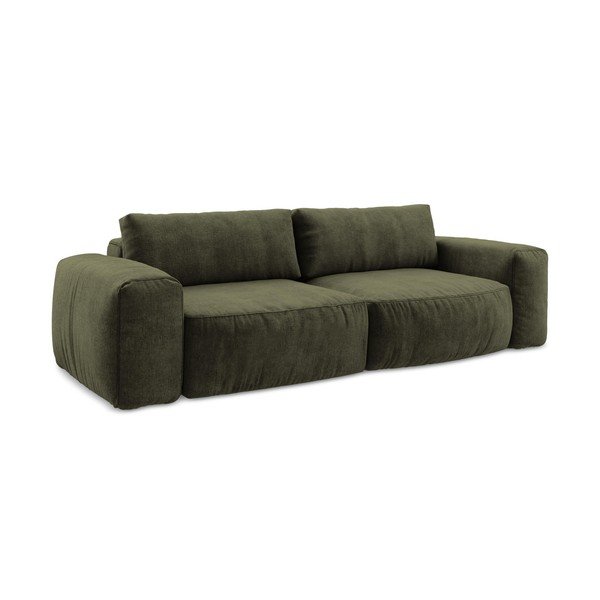 Zielona rozkładana sofa z tkaniny szenilowej 275 cm Kuki – Makamii-image-2