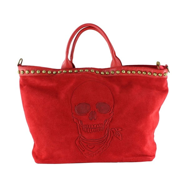 Skórzana torebka Skull, czerwona