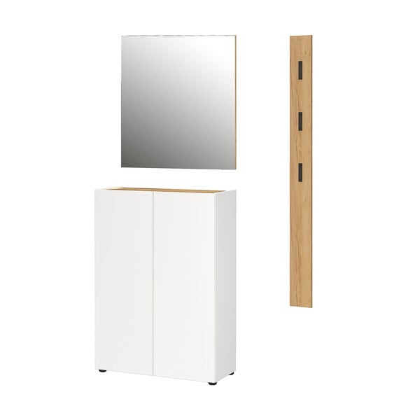 Biały zestaw do przedpokoju w dekorze dębu 104x200x33 cm Alviano – Germania