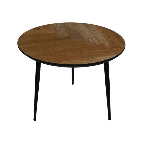 Czarny okrągły stolik z drewna dębowego ø 60 cm Fishbone – HSM collection-image-3