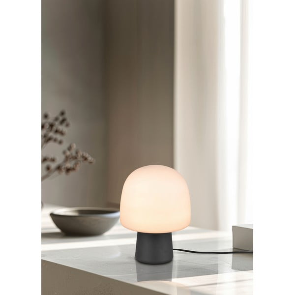 Czarno-biała lampa stołowa ze szklanym kloszem (wysokość 27 cm) Steen – Trio-image-1