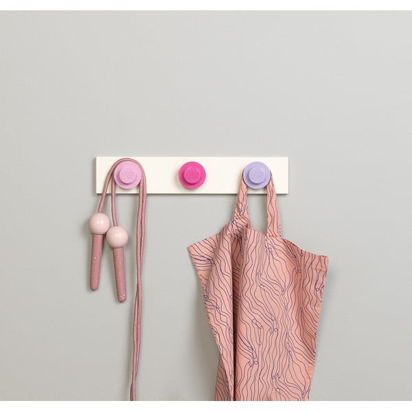 Wieszak ścienny w jasnoróżowym, ciemnoróżowym i ciemnoszarym kolorze LEGO®-image-1