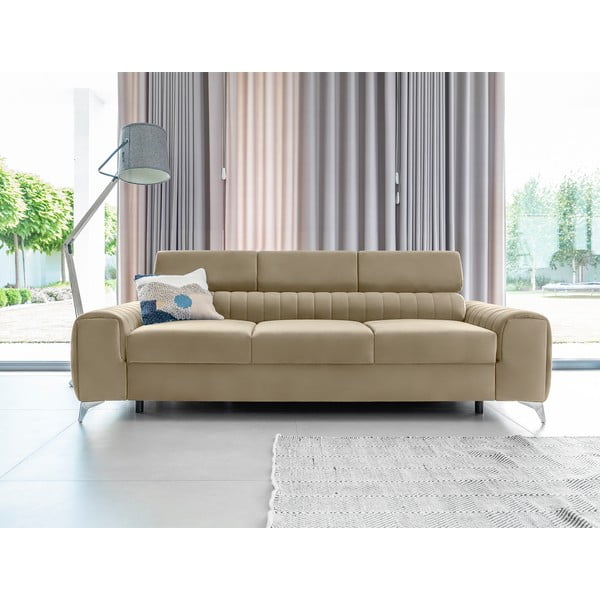 Jasnobrązowa aksamitna rozkładana sofa 261 cm Laurence – ELTAP-image-3