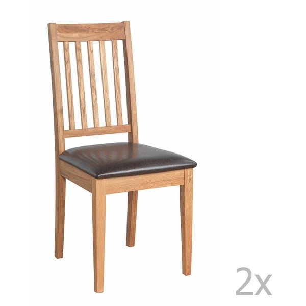 Zestaw 2 naturalnych krzeseł z drewna dębowego Folke Ella
