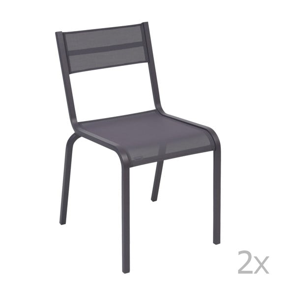 Komplet 2 niebieskofioletowych metalowych krzeseł ogrodowych Fermob Oléron