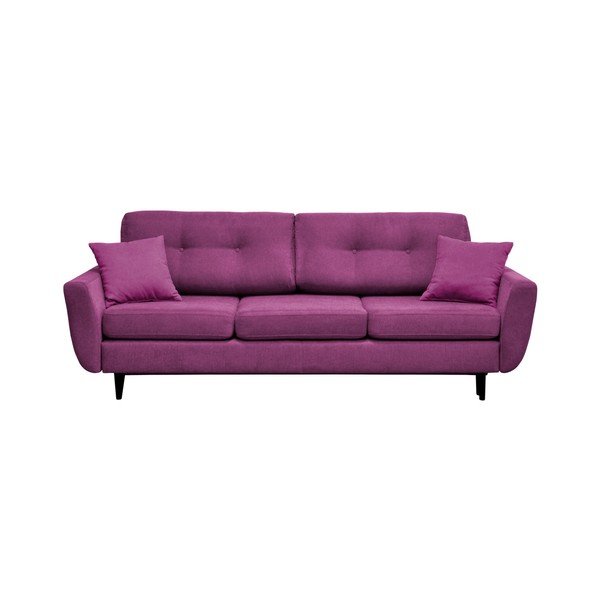 Fioletowa 3-osobowa sofa rozkładana z czarnymi nogami Mazzini Sofas Jasmin-image-2