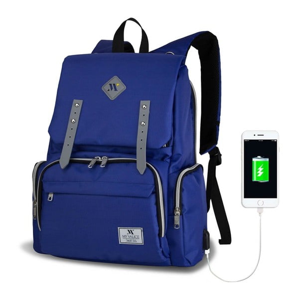 Niebieski plecak dla mam z USB My Valice MOTHER STAR Baby Care Backpack