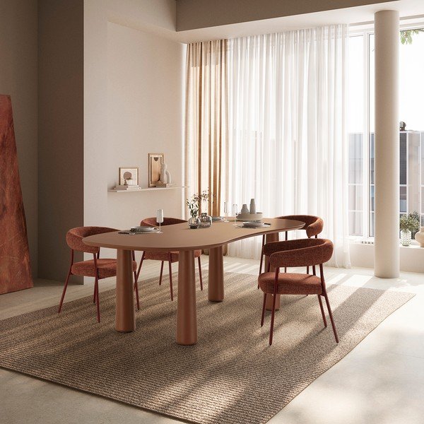 Tapicerowane fotele jadalniane zestaw z podłokietnikami 2 szt. w kolorze terakoty Yuri – MOME-image-1