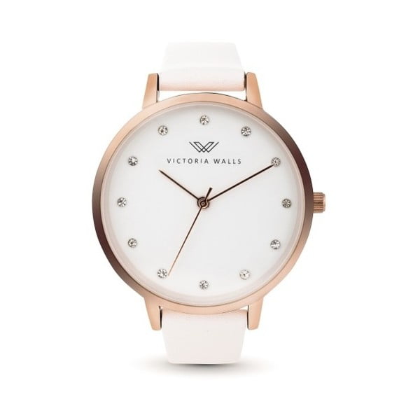 Damski zegarek z białym skórzanym paskiem Victoria Walls Dusk